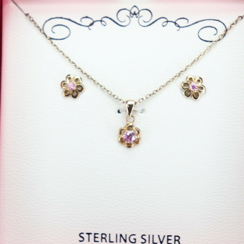 Jasco Children Pink Cubic Zirconia Flower Pendant